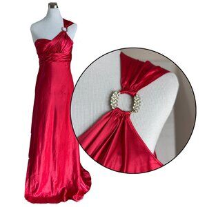 Adrianna Papell Hailey Logan Red Formal Gown Size 11/12  Rhinestone Prom y2k
